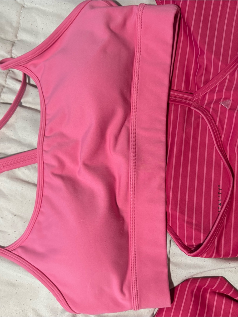 Women's Pink Strappy Sports Bra - Comfort Support
